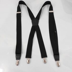 Suspender Mens Black Adjustable Silver Clip On Elastic X Back Classic Formal